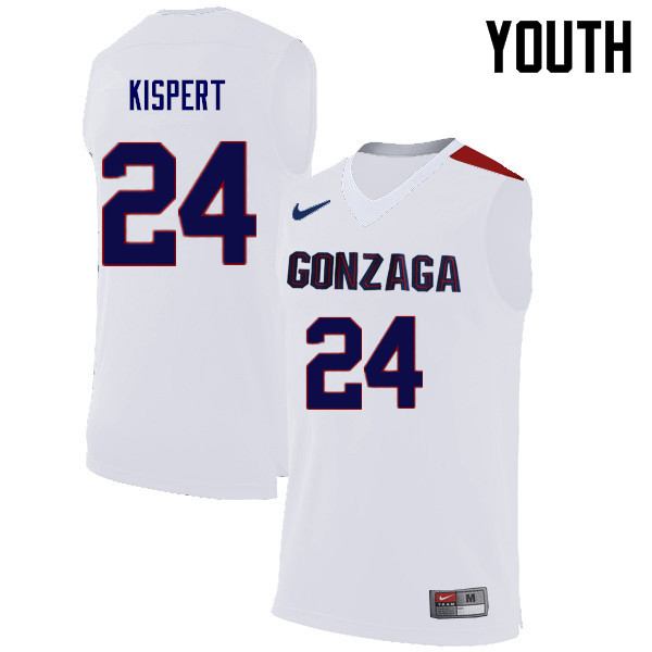 Youth Gonzaga Bulldogs #24 Corey Kispert College Basketball Jerseys Sale-White - Click Image to Close